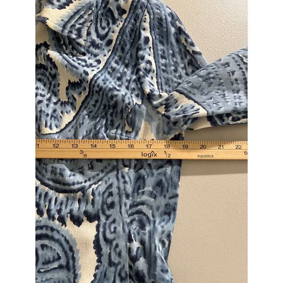 St. John Jacket Sport Women's Medium P Made in USA Cotton Blue Paisley Full Zip - Picture 6 of 13